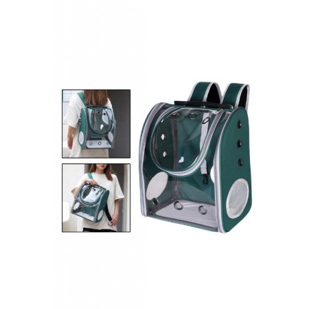 Rucsac full geam, pentru transportul animalelor de companie mici, verde, 40 cm, Doty® [2]