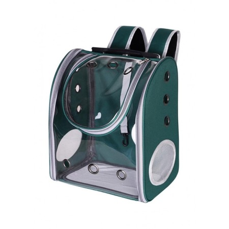 Pisici - Rucsac full geam, pentru transportul animalelor de companie mici, verde, 40 cm, Doty®