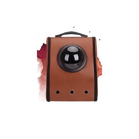 Rucsac maro cu capsula astronaut, pentru caini si pisici de talie mica ,spatiu respirabil , piele ecologica 39 cm ,Doty [4]