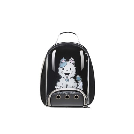 Rucsac pentru animale de companie de talie mica PetBackpack, spatii aerisire, spate transparent, 45x35x17cm, negru, Doty® [1]