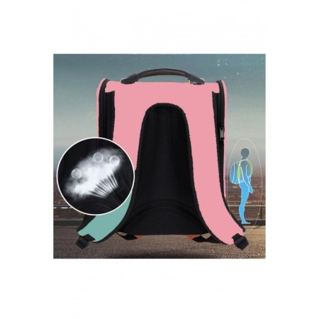 Rucsac roz pudra cu capsula astronaut, pentru caini si pisici de talie mica ,spatiu respirabil , piele ecologica 39 cm Doty [6]