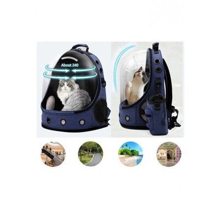 Rucsac Simba pentru transportul animalelor de companie de talie mica si medie,37x28x41 cm, design modern, albastru [3]