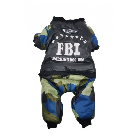 Salopeta calduroasa cu picioruse pentru catei de talie mica, cu imprimeu camuflaj,verde/albastru, masura XL, Doty® [3]
