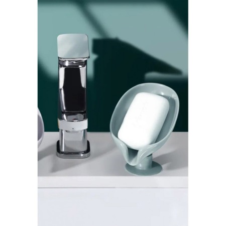 Savoniera LeafSoap Doty®, tip frunza, cu ventuza, orificiu de scurgere, 13 cm, din ABS, verde deschis [6]