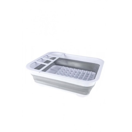 USTENSILE & ARTICOLE BUCATARIE - Scurgator de vase pliabil QuickDrainer Doty®, cu suport , din silicon, cu picurator, 5L, 36x31x11.5 cm, alb/gri