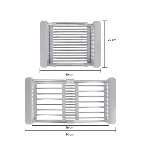 Scurgator Easy Drain pentru vesela, fructe sau legume, ajustabil, plastic si inox, gri, 43 cm, Doty®️ [7]