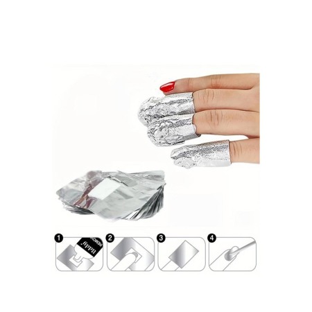 Set 100 bucati pad-uri SoakOFF Doty® pentru indepartarea ojei semipermanente sau a gelurilor, folie aluminiu/bumbac [4]