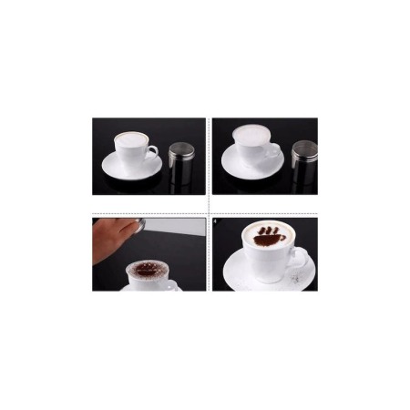 Set 16 forme de ornat cafea sau prajituri CoffeeArt, din plastic, reutilizabile, transparente, D [2]