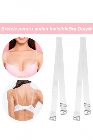 Set 2 bretele pentru sutien InvisibleBra, din silicon, transparente, cu detalii metalice 35x1 cm, reglabile, Doty [1]