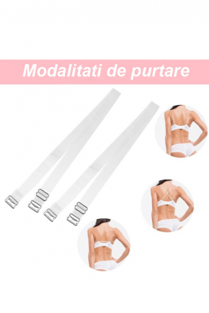 Set 2 bretele pentru sutien InvisibleBra, din silicon, transparente, cu detalii metalice 35x1 cm, reglabile, Doty [2]