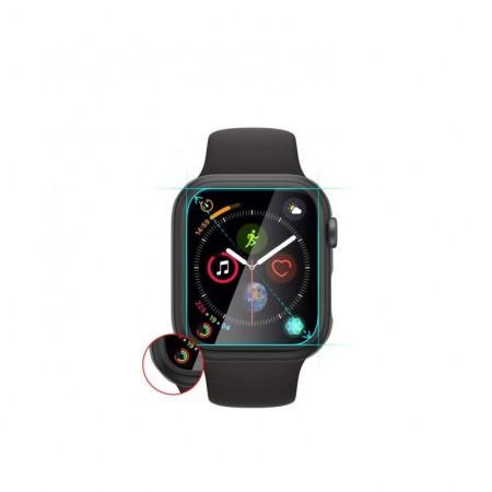 Set 2 in 1 curea din silicon si husa protectie ecran pentru Apple Watch series 1/2/3/4/5/6/7, 42 mm, negru [6]