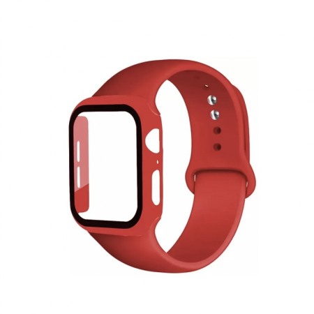 SMARTPHONE & ACCESORII - Set 2 in 1 curea din silicon si husa protectie ecran pentru Apple Watch series 1/2/3/4/5 ,materiale de calitate,44 mm, rosu