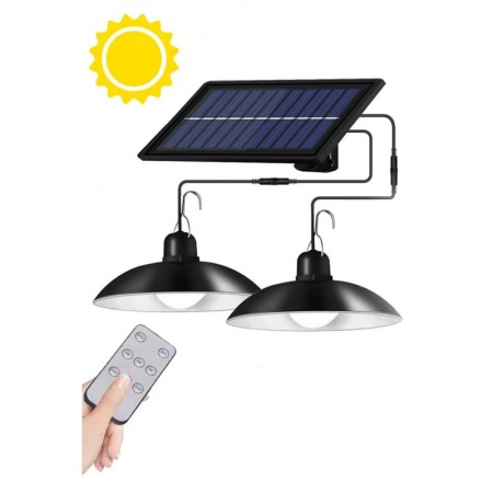 SMARTHOME - Set 2 lampi solare GreenLight, suspendate cu telecomanda, lungimea firului 3 m, lumina ajustabila, 90 Lm/W, Doty®️