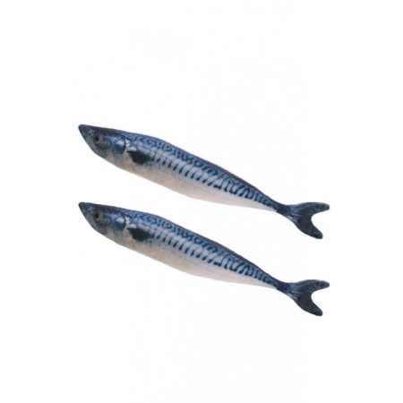 Pisici - Set 2 pesti de jucarie pentru pisici FishyPlay Doty®, 19 cm, albastru