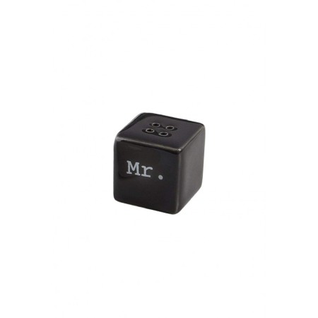 Set 2 solnite ceramice Geometric Mr. & Mrs., sare si piper, alb/negru [5]