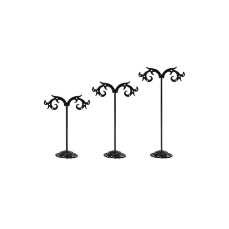 Set 3 suporturi metalice pentru cercei StandEar, multiple orificii, design minimalist, din metal, negru, Doty®️ [3]