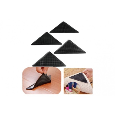Set 4 benzi adezive anti alunecare Slippery Rugs ,pentru covoare, usor de utilizat, reutilizabile, forma triunghiulara, 17 x 10 [2]