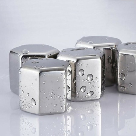 CADOURI SI SETURI - Set 4 cuburi hexagon de racire bauturi  din otel inoxidabil refrigerabile, reutilizabile , Doty