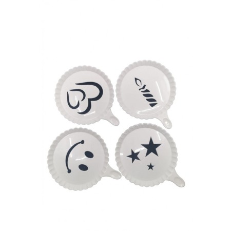 Set 4 forme de ornat cafea sau prajituri Arts I , din plastic, reutilizabile, usor de folosit si curatat, alb, 9 cm, Doty [1]