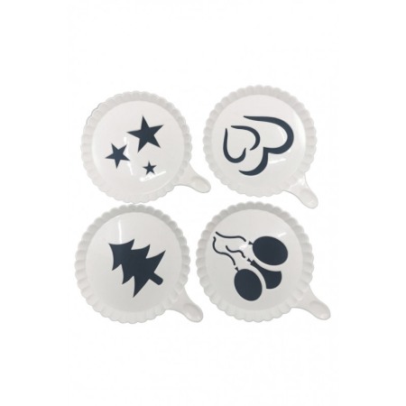 Set 4 forme de ornat cafea sau prajituri Arts III , din plastic, reutilizabile, usor de folosit si curatat, alb, 9 cm, Doty [2]