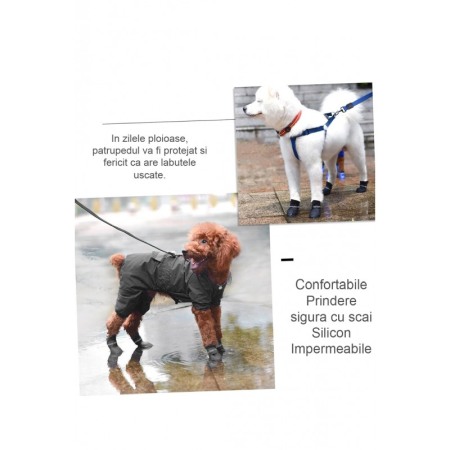 Set 4 ghetute din silicon Animali Boots Doty® pentru caini de talie medie/mare, cu scai, antiderapant, marime XL, 7.5x6 cm [5]
