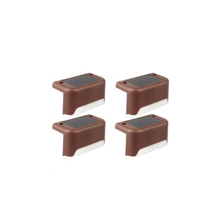 SMARTHOME - Set 4 lampi solare EasyLight Doty®, sezor de lumina, pentru spatii exterioare, gradini, garduri, trepte, 8x5 cm, maro