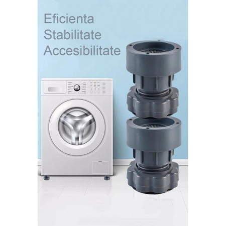 Set 4 picioare pentru masina de spalat rufe MoveIT Suport, Plastic, Se Regleaza Pe Inaltime, Gri, eficiente, Doty® [3]