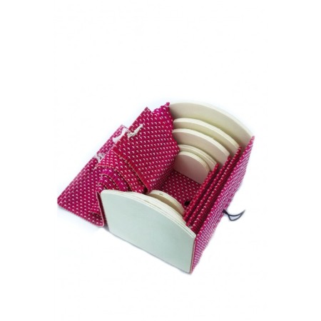 Organizatoare pentru ceasuri si bijuterii - Set 5 Casete bijuterii din bambus, culoare roz,doty