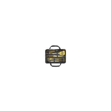 Set 5 ustensile pentru gratar Luxury Gold BBQ, materiale de calitate, geanta depozitare inclusa, auriu [1]