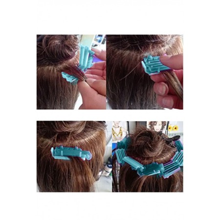 Set 6 bucati Bigudiuri WavyHair, usor de utilizat, pentru volum la radacina si stilizare, turcoaz, 6x3 cm, Doty® [3]