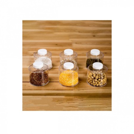 Set 6 recipiente condimente Magic Spice Jar,transparente, suport rotativ 8 cm , alb [3]
