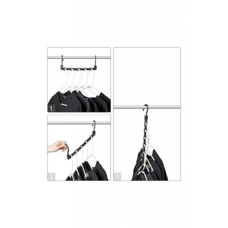 Set 8 organizatoare umerase Hanger Eight, materiale de calitate, multiple functii, economisire spatiul,usor de folosit,negru,dot [2]