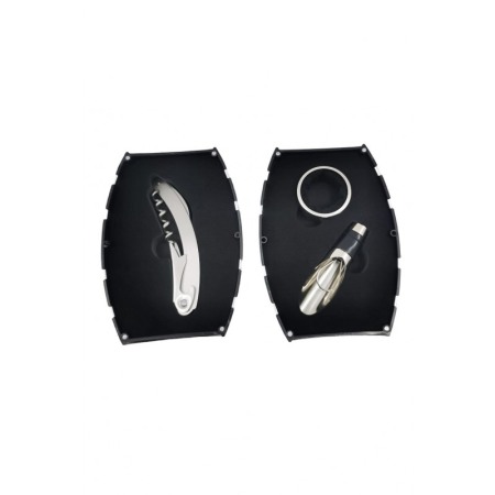Set accesorii pentru vin Barrel, toc forma butoi, 3 piese, contine tirbuson, dop si inel, inox, negru, Doty®️ [4]
