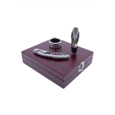 Set accesorii pentru vin in cutie de lemn Moon Drops, 3 piese, inox, rosu,17 x 15 cm, Doty® [3]