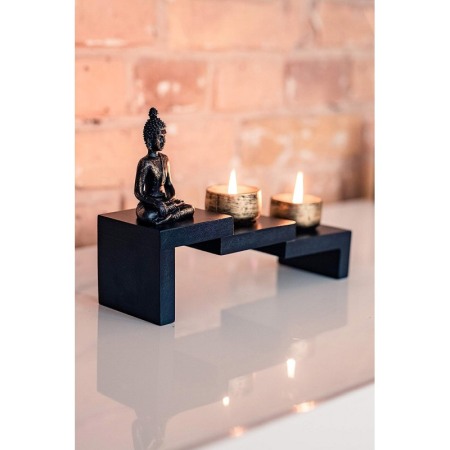 DECO - Set aromaterapie Buddha Wood Light, accesorii incluse, statueta, accente aurii, 24 cm, negru cu accente aurii, Doty®