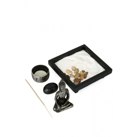 Set aromaterapie ZenLight, accesorii incluse, mini statueta, 12 cm, accente argintii, negru [1]