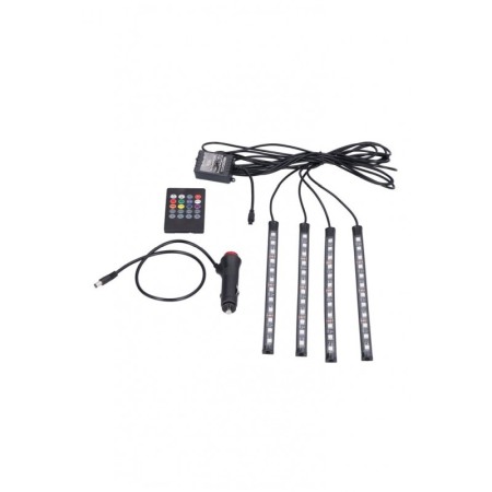 Set Baghete 12 Leduri Iluminare Ambientala LED AutoSwitchOn Doty®, Interior Masina, RGB cu Telecomanda [1]