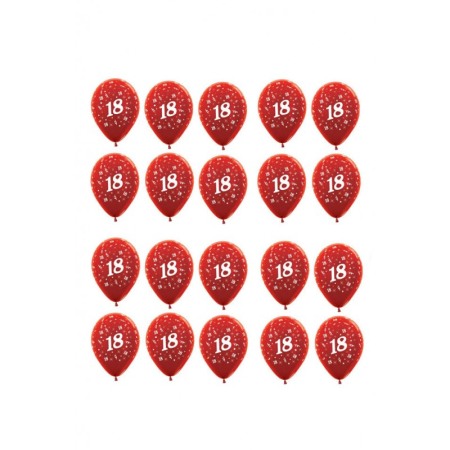 DECO - Set baloane majorat 18, marime 30 cm, culoare rosu, 20 buc