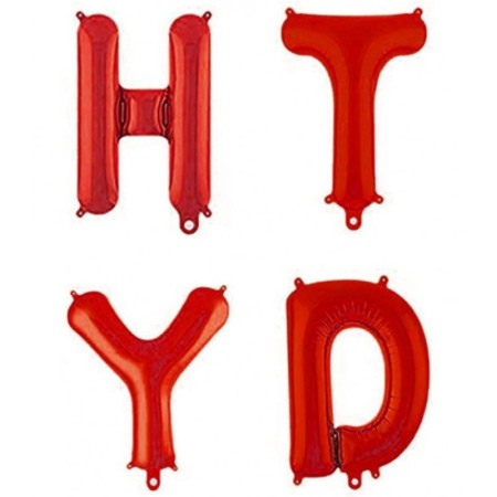 Set baloane rosii Happy Birthday ,din folie de milar , panglica, dimensiune litera 40 cm, doty [1]