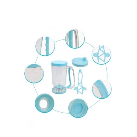 Set Blender manual pentru clatite si prajituri 2 in 1 Turquoise Batter, distribuitor aluat, cana gradata, turcoaz [3]