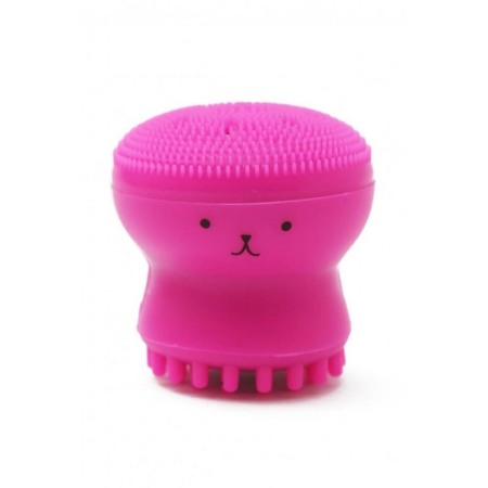 Set Bonita cu buretel cosmetic in forma de para si dispozitiv de curatare faciala, din silicon, roz [6]