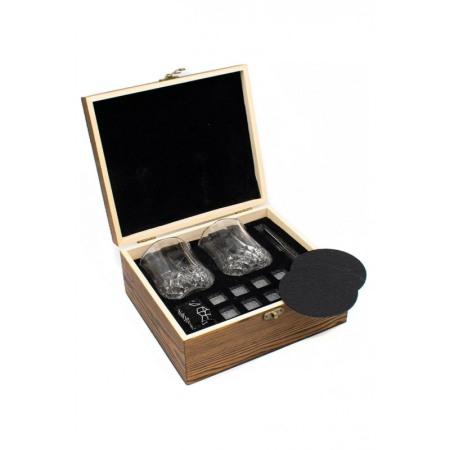 Set cadou pentru barbati WhiskyGame Doty®, cutie eleganta din lemn, 2 pahare, cleste, 8 cuburi din granit si suport pahare, [11]