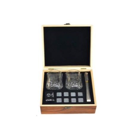Set cadou pentru barbati WhiskyGame Doty®, cutie eleganta din lemn, 2 pahare, cleste, 8 cuburi din granit si suport pahare, [3]