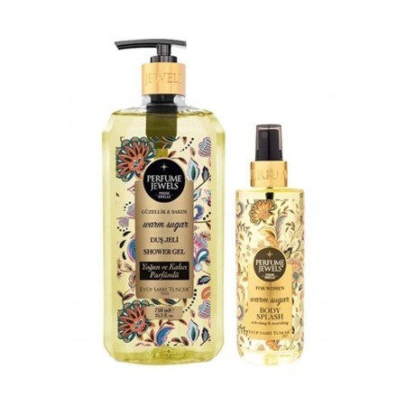 Cadouri unice - Set Cadou Perfume Jewels Eyup Sabri Tuncer, 2 produse, gel de dus si spray de corp, Warm Sugar
