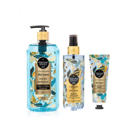 Cadouri unice - Set Cadou Perfume Jewels Eyup Sabri Tuncer, gel de dus, spray de corp si crema de corp/maini, Blue Moon