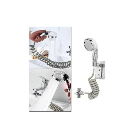 Set cap de dus ArtDouche, furtun telescopic, accesorii incluse, ABS, argintiu [8]