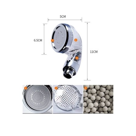 Set cap de dus ArtDouche, furtun telescopic, accesorii incluse, ABS, argintiu [7]