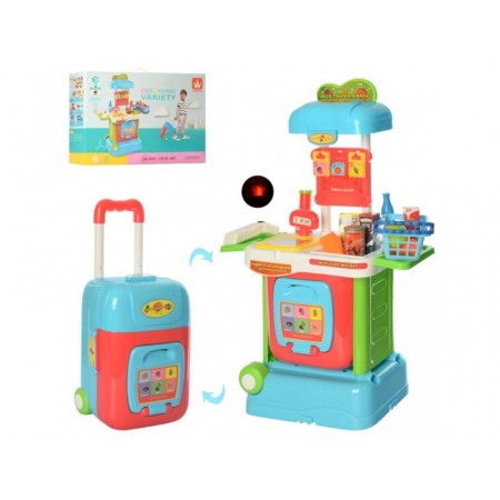 Set casa de marcat,set de joaca supermarket, 34 piese incluse, portabil, sub forma de troler,interactiv, usor de montat,multicol [1]
