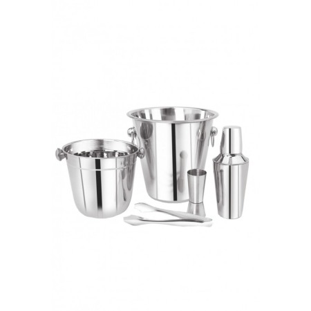 CADOURI SI SETURI - Set cocktail si bauturi Silver Cooper Drinks, 5 piese incluse, inox, design elegant, argintiu, 500 ml