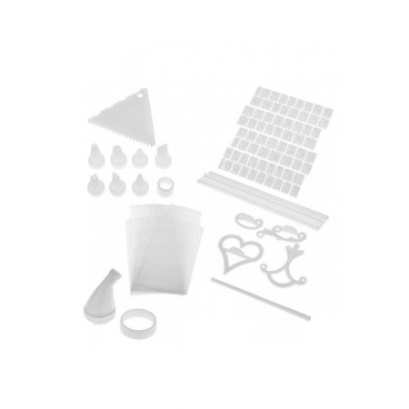 Set de ornare torturi si prajituri MyPerfectCake, 100 accesorii incluse, usor de utilizat, accesorii creative, alb,doty [1]